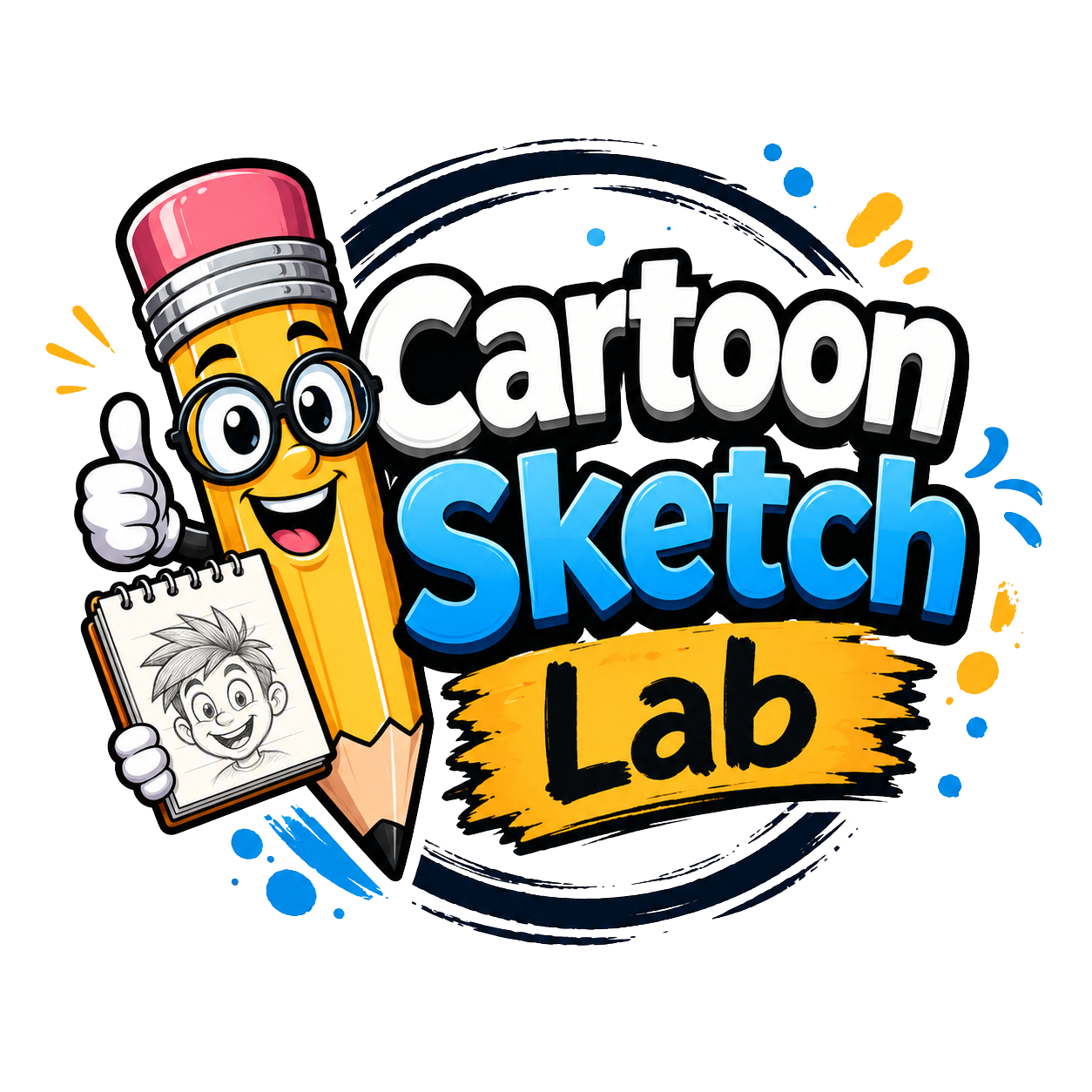 Cartoon Sketch Lab logo for beginner drawing tutorials